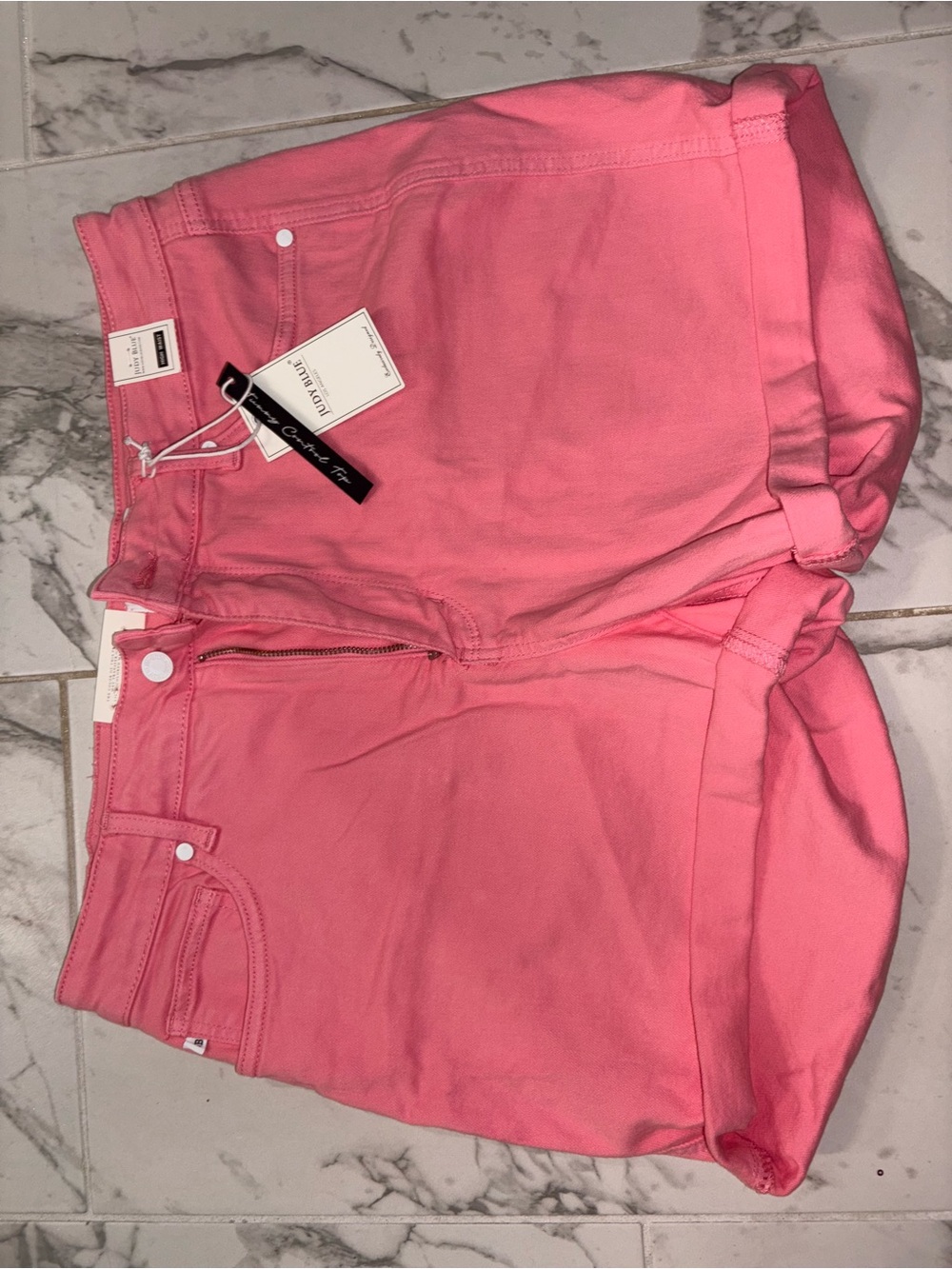 Judy Blue Coral Pink Rolled Hem Denim Shorts